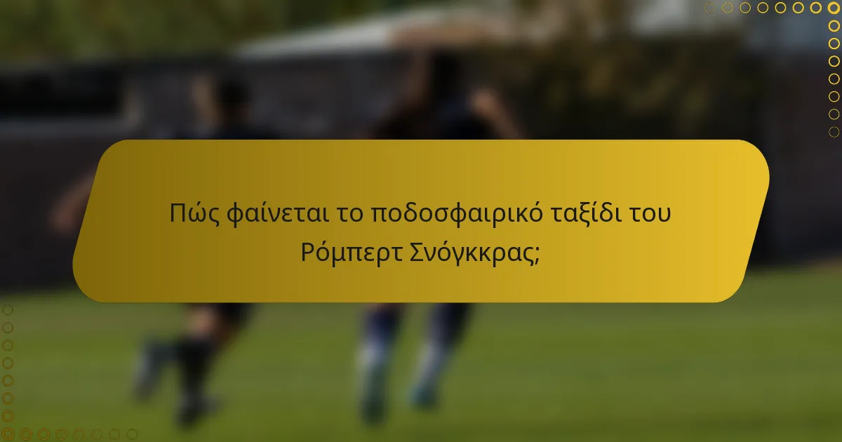 Πώς φαίνεται το ποδοσφαιρικό ταξίδι του Ρόμπερτ Σνόγκκρας;